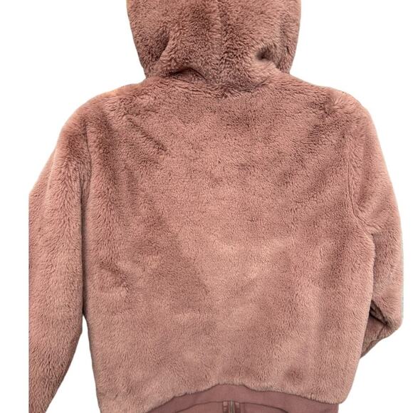 Athleta Ritual Jacket Hoodie Full Zipper Faux Fur Dogwood Mauve Pink Size Small - Picture 6 of 10
